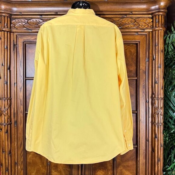 Ralph Lauren Polo Yellow Blue Pony Classic Fit 100% Cotton Button Down Shirt - Picture 2 of 9